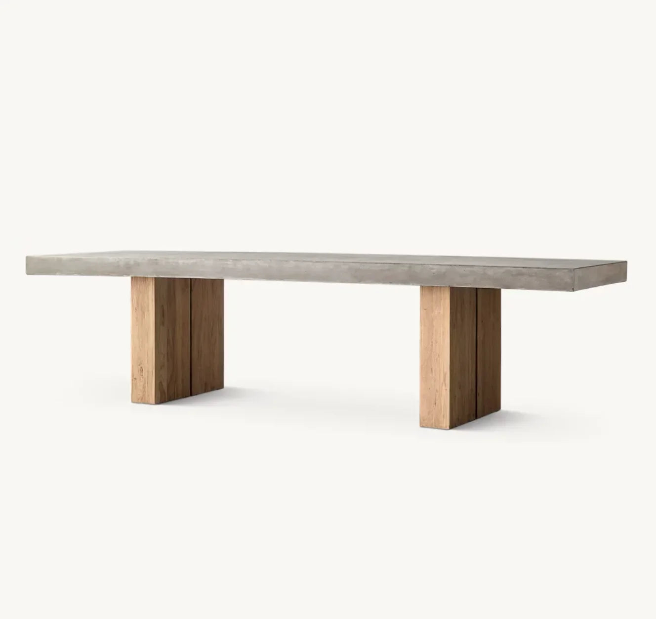 Solano Rectangular Dining Table – Bauhaus Design Polished Concrete & Teak | 1600947782270