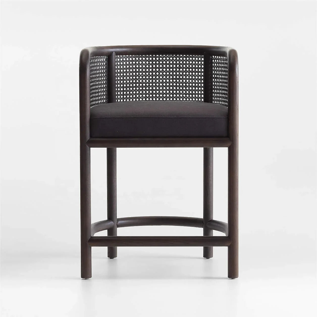 Cane Counter Stool – Black Oak Frame with Performance Fabric – Modern Designer Kitchen Seating | 1601099385716