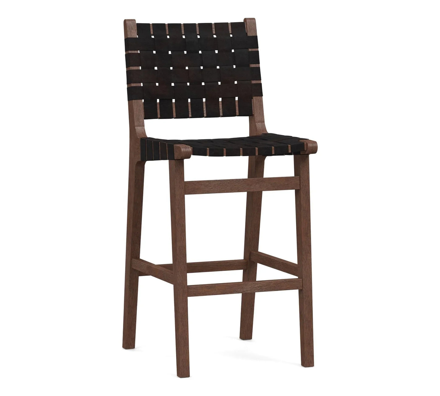 Woven Bar Stool – Sculptural Oak Frame Natural Leather Designer Piece | 1601085876553