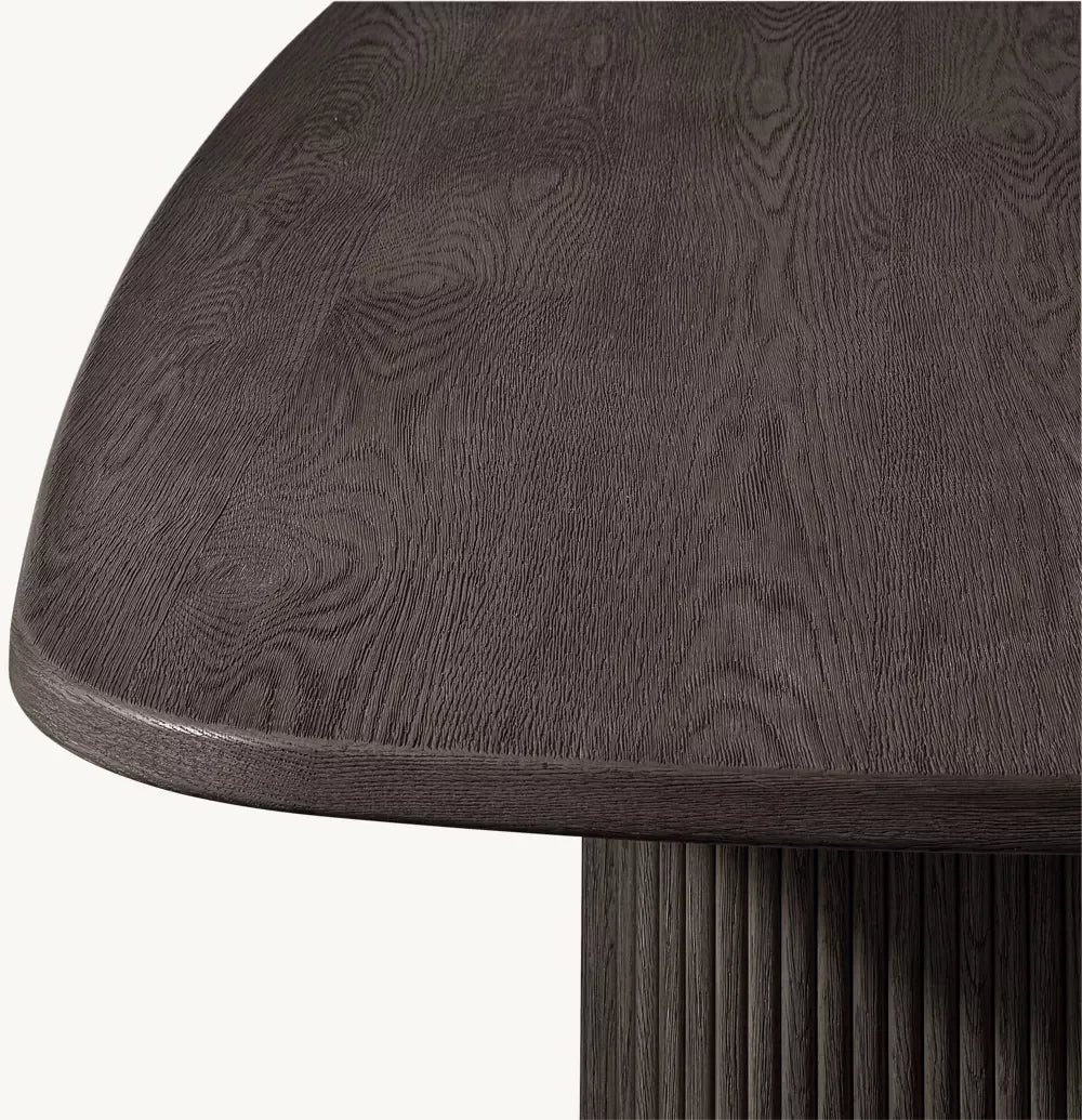 Italian Designer Dining Table – Wire-Brushed Solid Oak Rectangular Statement Piece