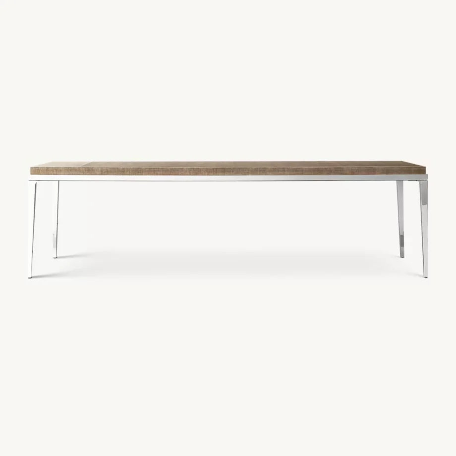 Minimalist Marble Dining Table – Polished Steel Statement | 1601042355493