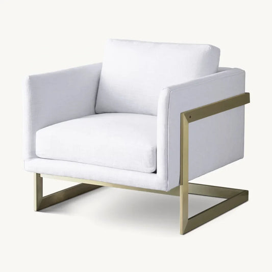 Milo Lounge Chair – Grid-Tufted Statement Piece in Brass or Polished Steel