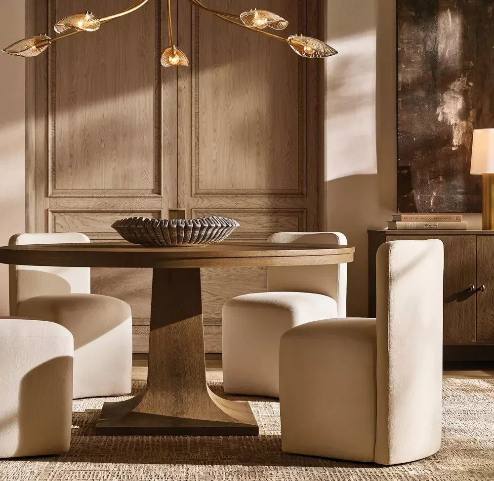 Delphine Round Extendable Dining Table – Gustavian Oak Statement Piece