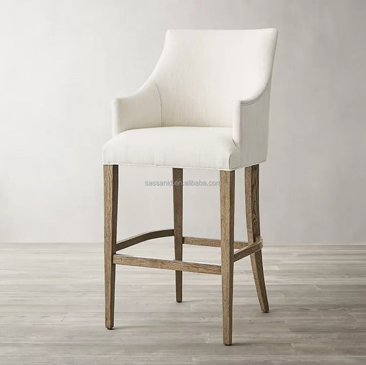 Minimalist Solid Oak Bar Stool – Mid-Century Geometric Statement Piece