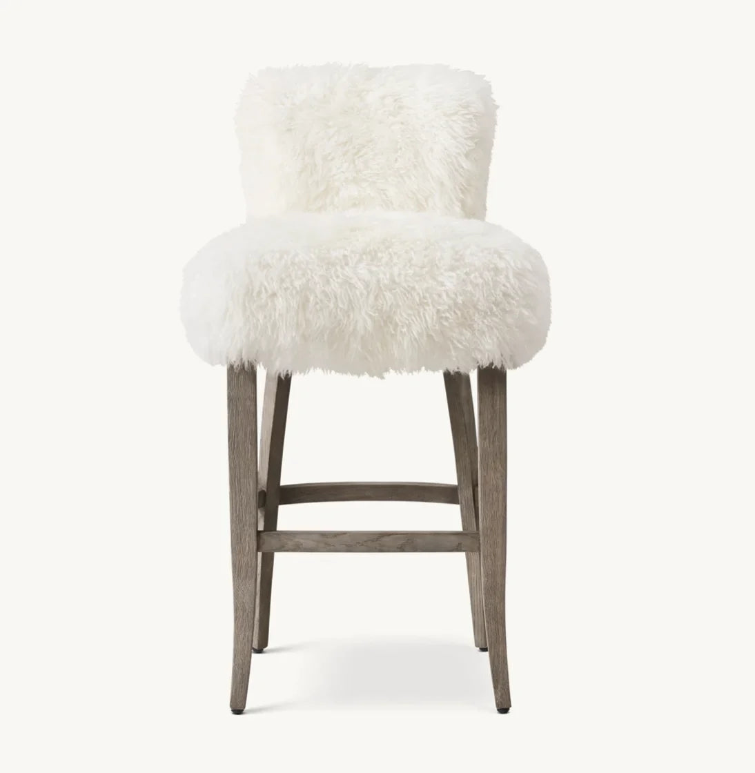 Bar Stool – French Comfort, Sheepskin Upholstery, Solid Oak | 1600953241622