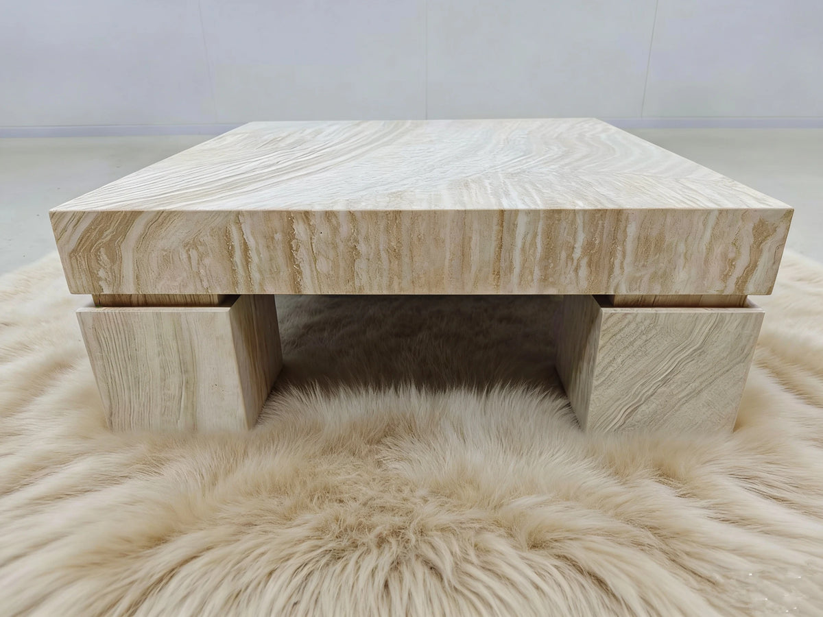 Luxury Square Natural Marble Coffee Table Modern Italian Style for Villa