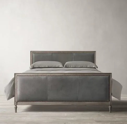 Upholstered Bed – French-style Solid Larch Wood American Retro Design