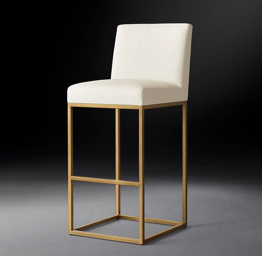 Luxury Armless Bar Stool – Contemporary Fabric Upholstered Designer Seating