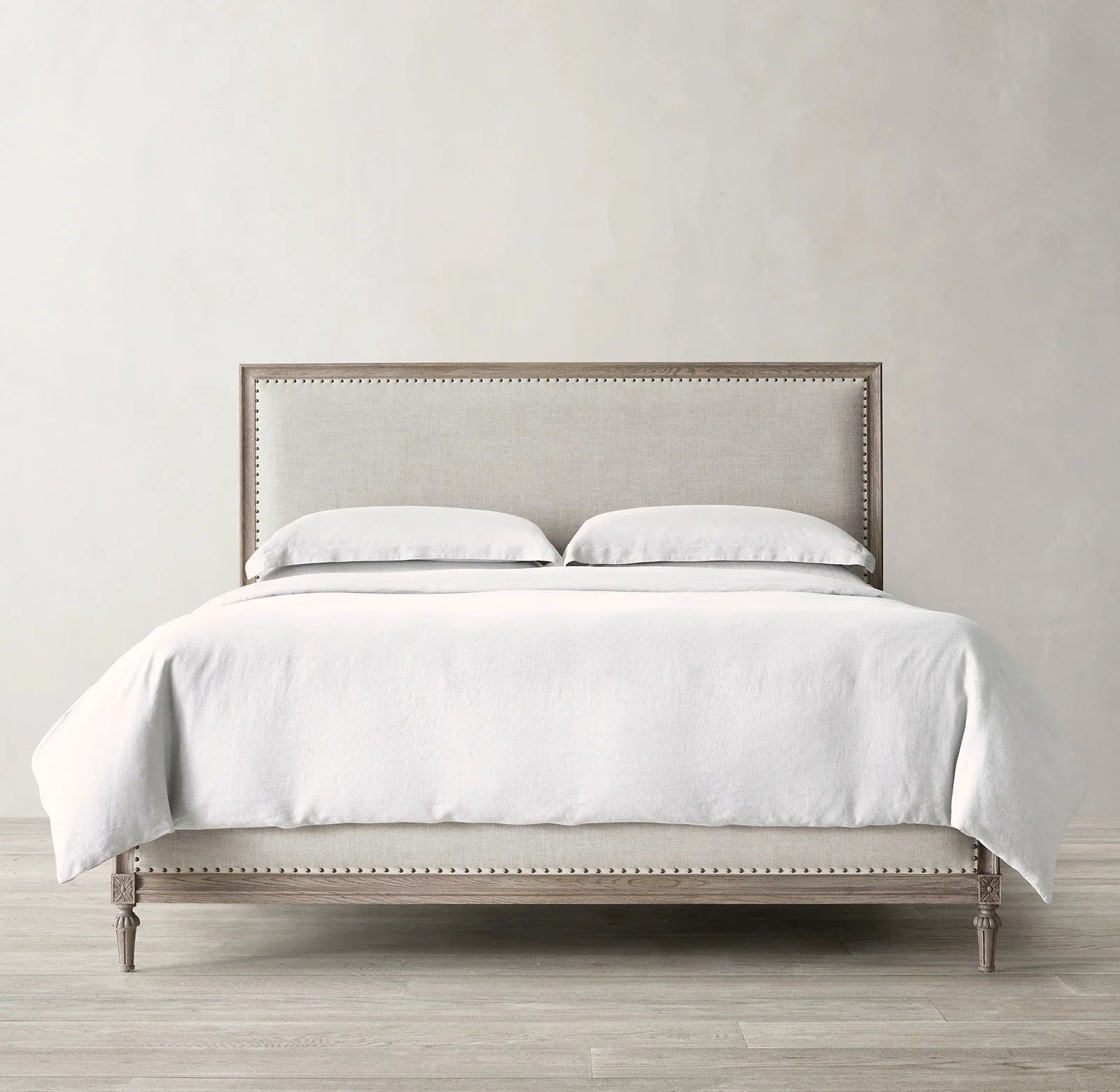 Upholstered Bed – French-style Solid Larch Wood American Retro Design