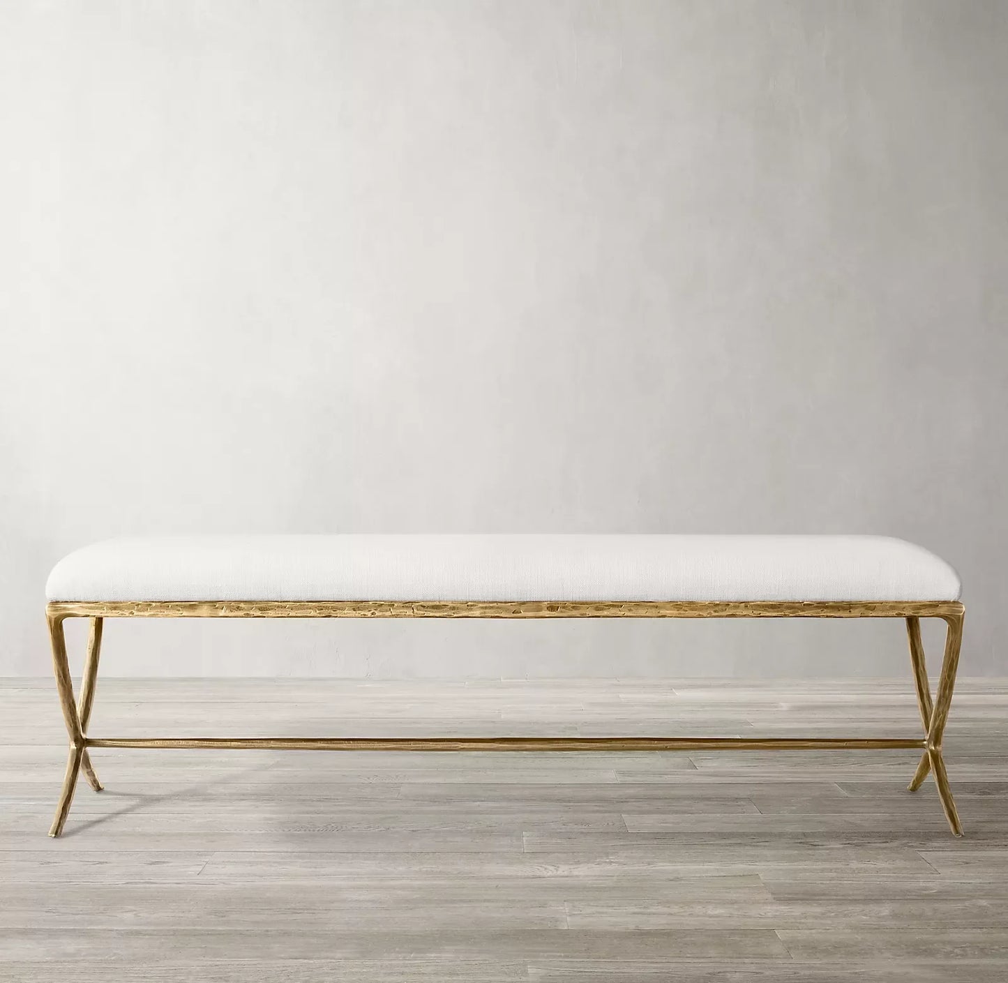 Hand-Forged Metal X-Base Bench – Luxury Brass Statement Piece