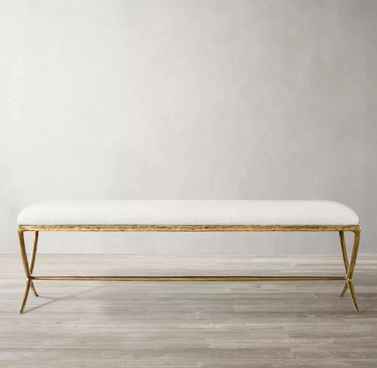 Hand-Forged Metal X-Base Bench – Luxury Brass Statement Piece
