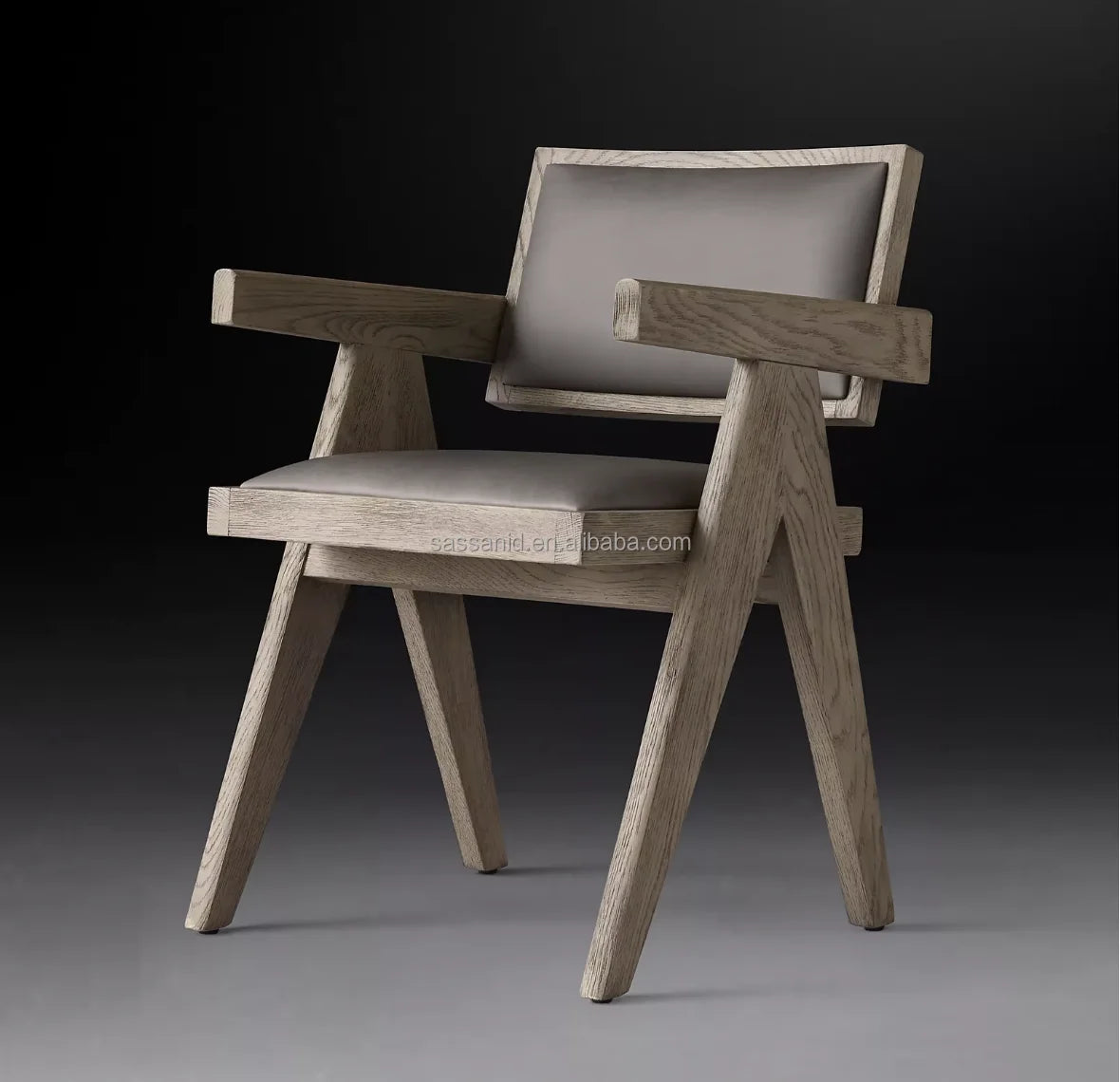 Dining Chair – Midcentury Minimalist Solid Oak and Leather Statement Piece