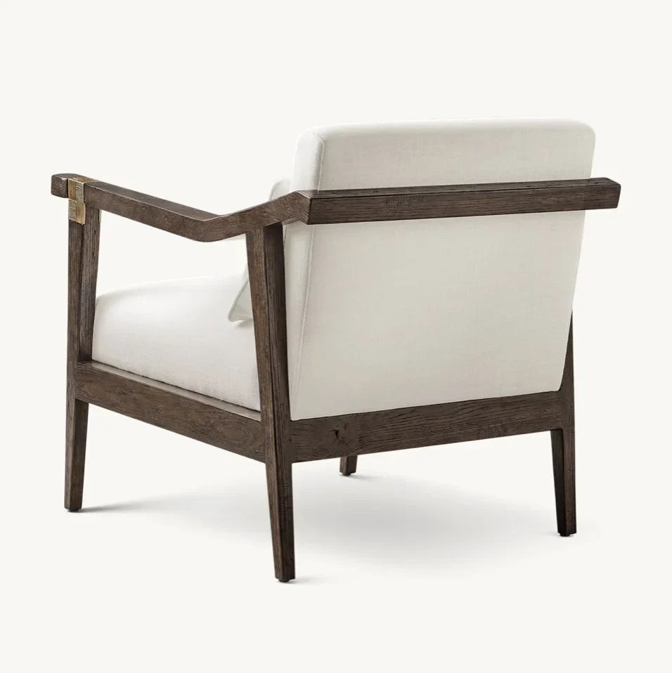 Clift Accent Chair – Mid-Century Design in Solid Oak and Brass