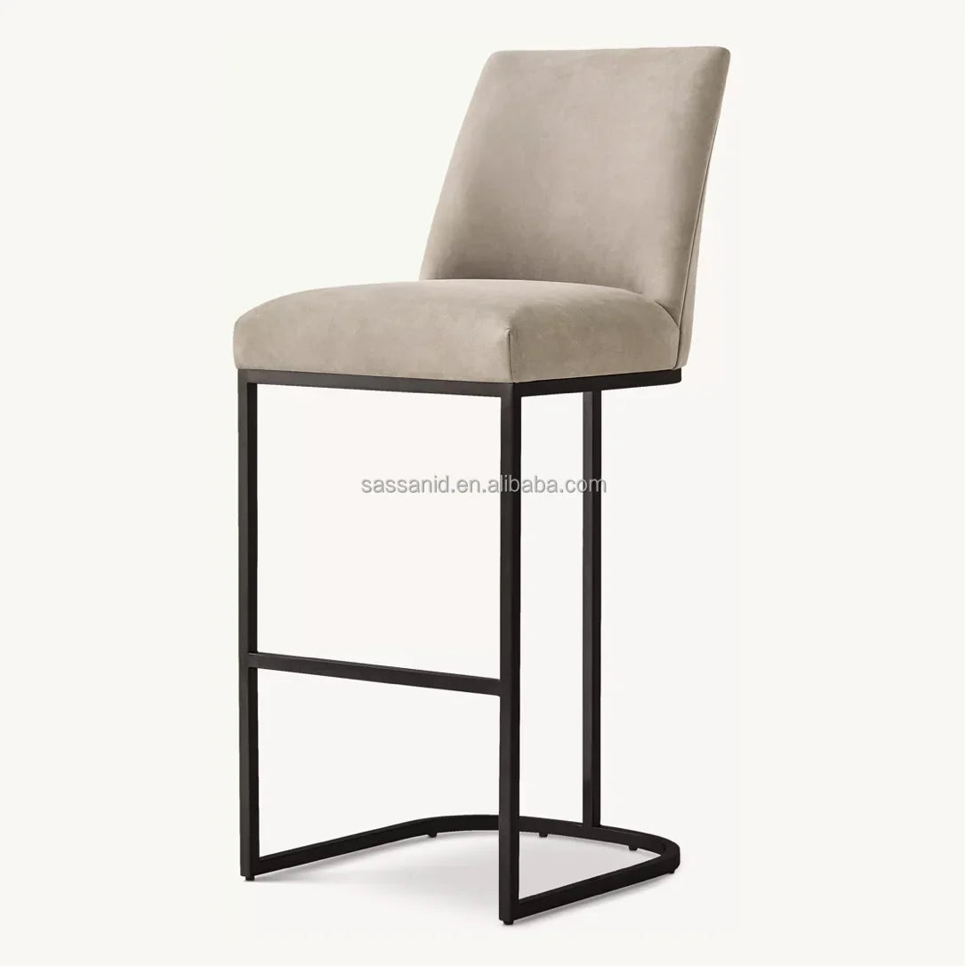 Emery Curved-Back Bar Stool – Midcentury Leather & Solid Oak Designer Furniture