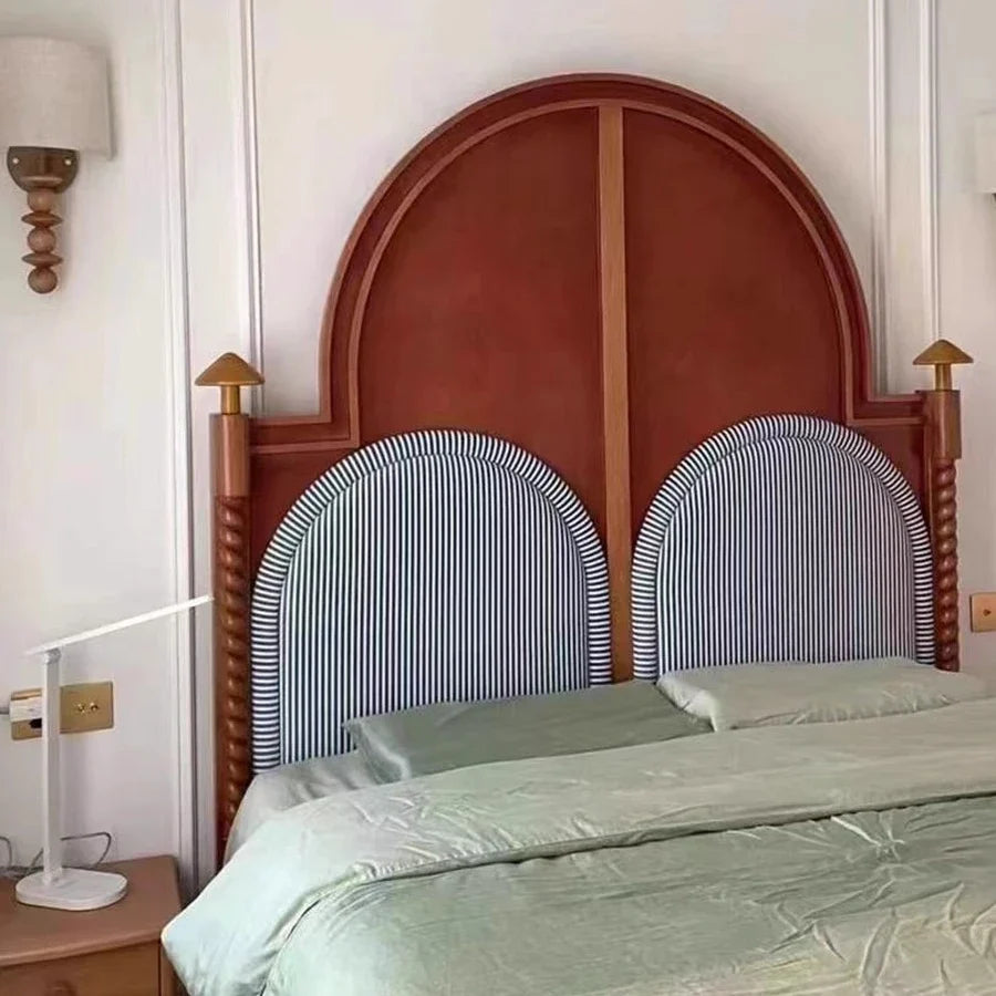French Retro Court Bed – High-Backed Pillar Solid Birch Statement Piece