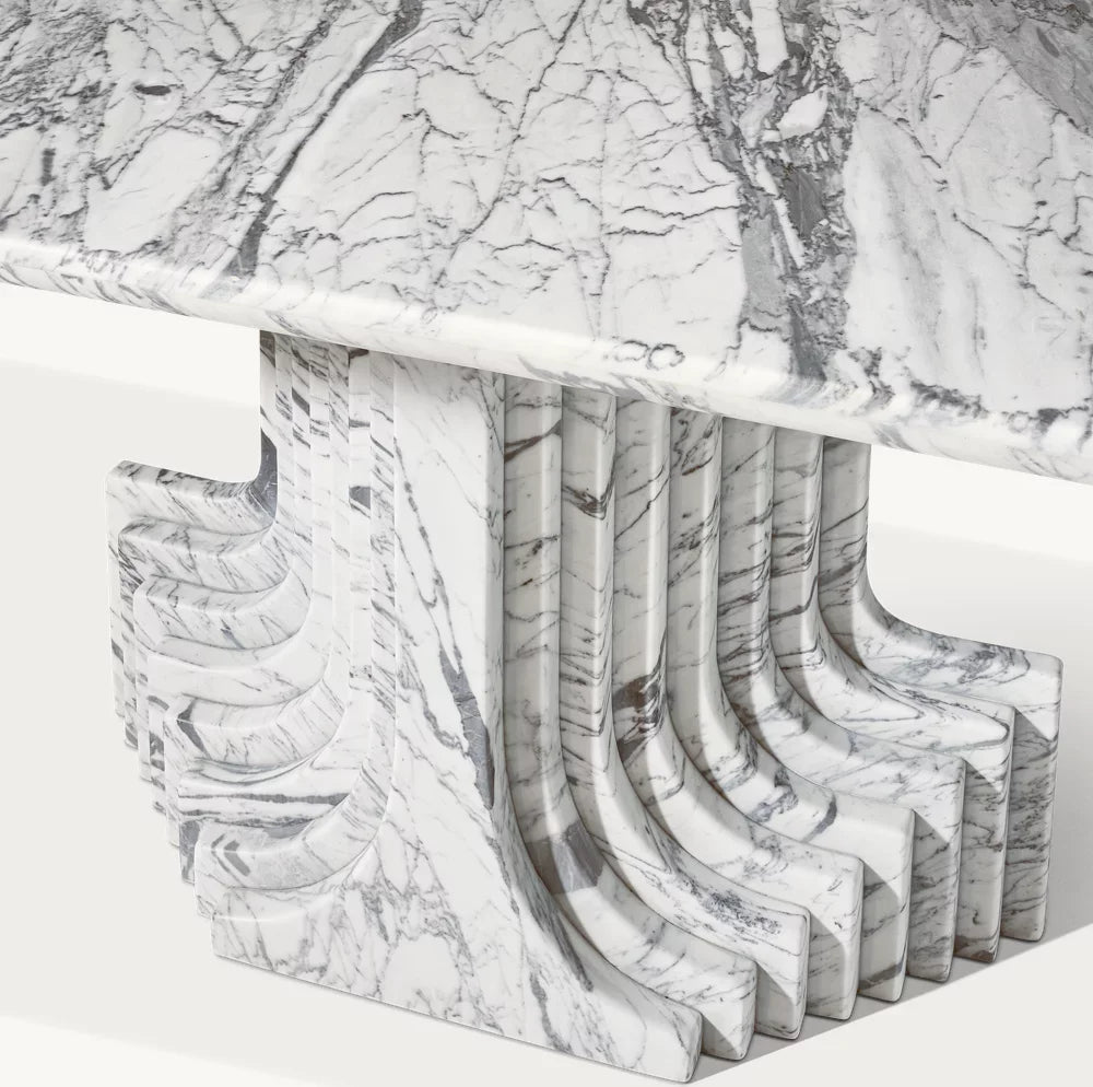 Dining Table – Mid-Century Italian Arabescato Marble Strada Statement Piece