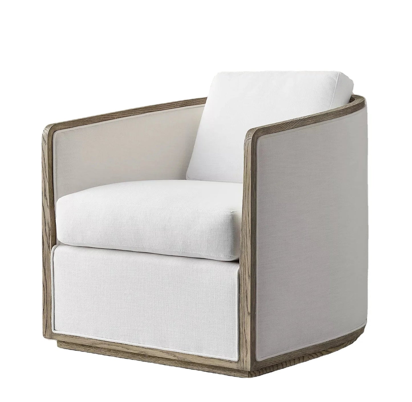 Minimalist Wingback Armchair – High Shelter Back with Track Arms – Upholstered Accent Chair – Modern American Style
