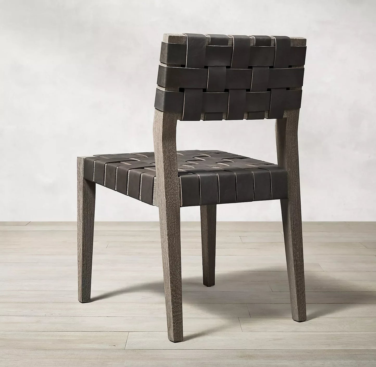 Dining Chair – Minimalist Solid Oak Frame with Leather Upholstery Midcentury
