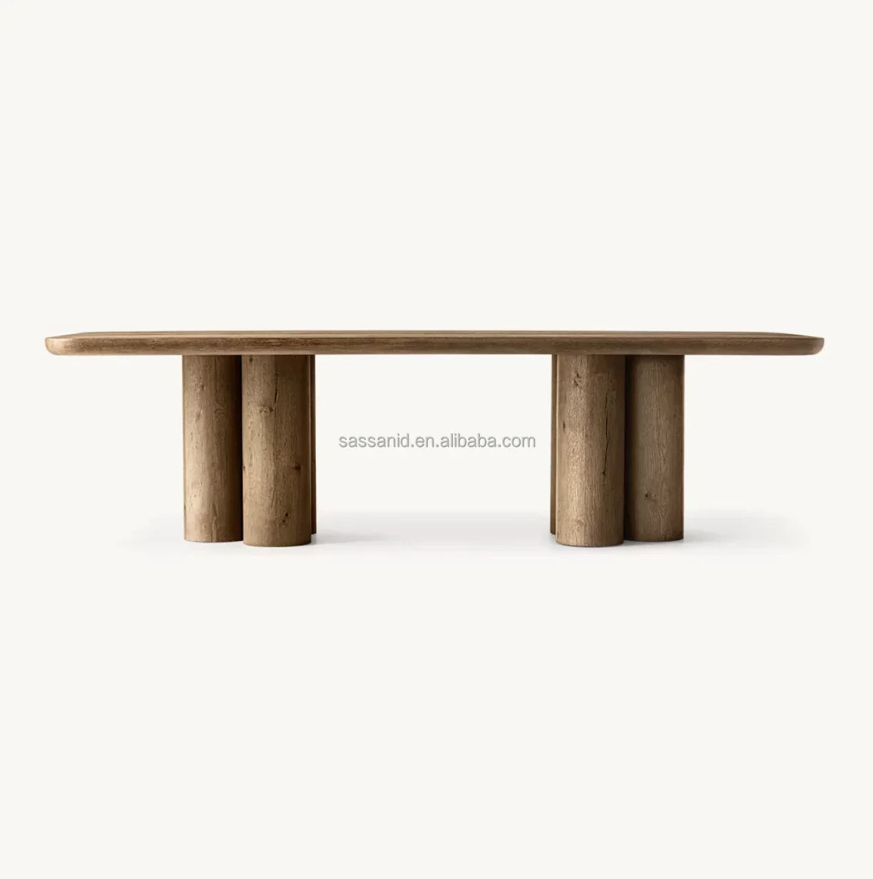 Oslo Rectangular Dining Table – Solid Oak Cylinder Base – Contemporary Designer