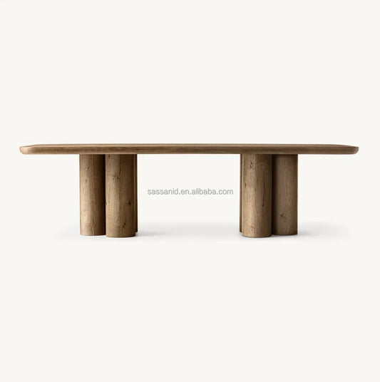 Oslo Rectangular Dining Table – Solid Oak Cylinder Base – Contemporary Designer