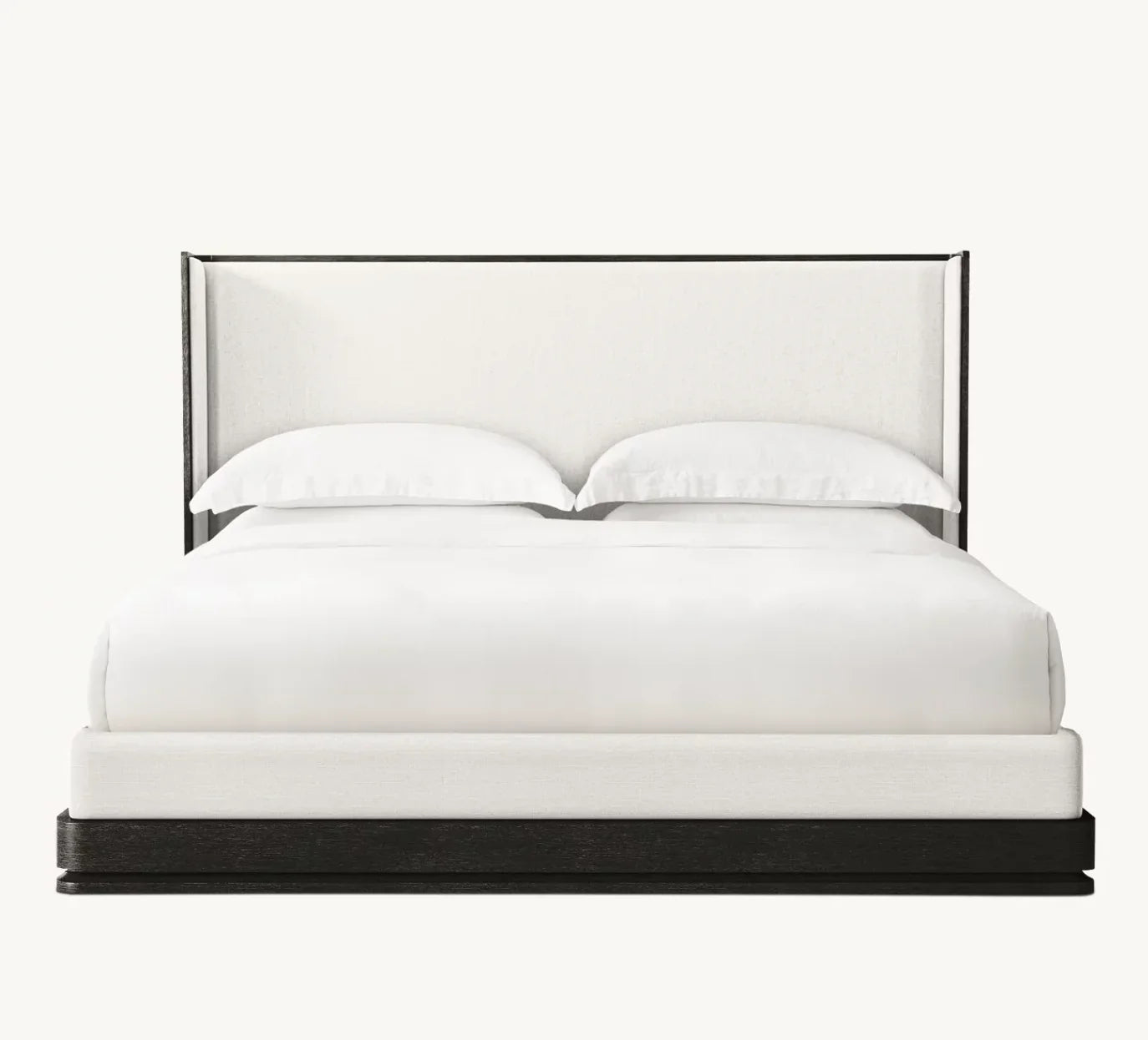 Sculptural Shelter Bed – Upholstered Panel Design in Brushed Oak – Modernist Statement Piece
