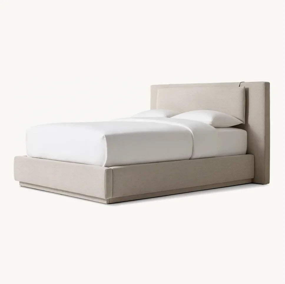 Dempsey Upholstered Panel Bed – Minimalist Tufted Leather Bed Frame