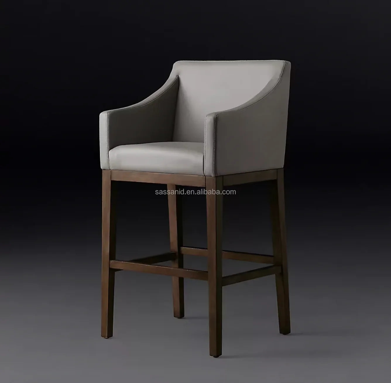 Morgan Slope Arm Bar & Counter Stool – Leather & Oak Midcentury Modern
