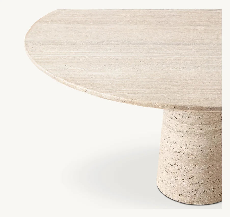 Round Dining Table – Italian Classico Ombra Travertine Sculptural Statement Piece