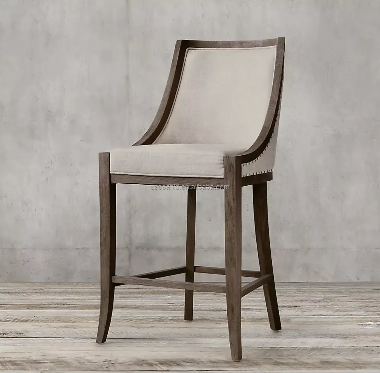 French Empire Bar & Counter Stool – Solid Oak Geometric Statement Piece