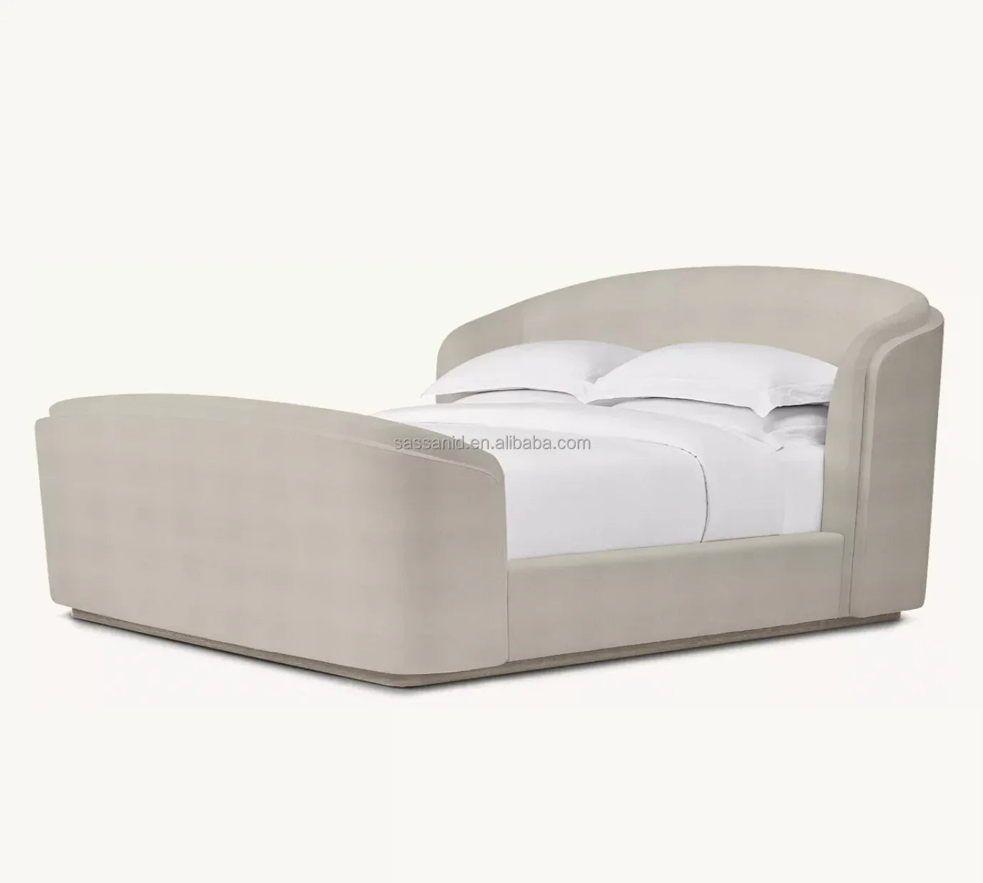 Fabric Shelter Bed – Rice White Tufted Modern Design | 85311-455