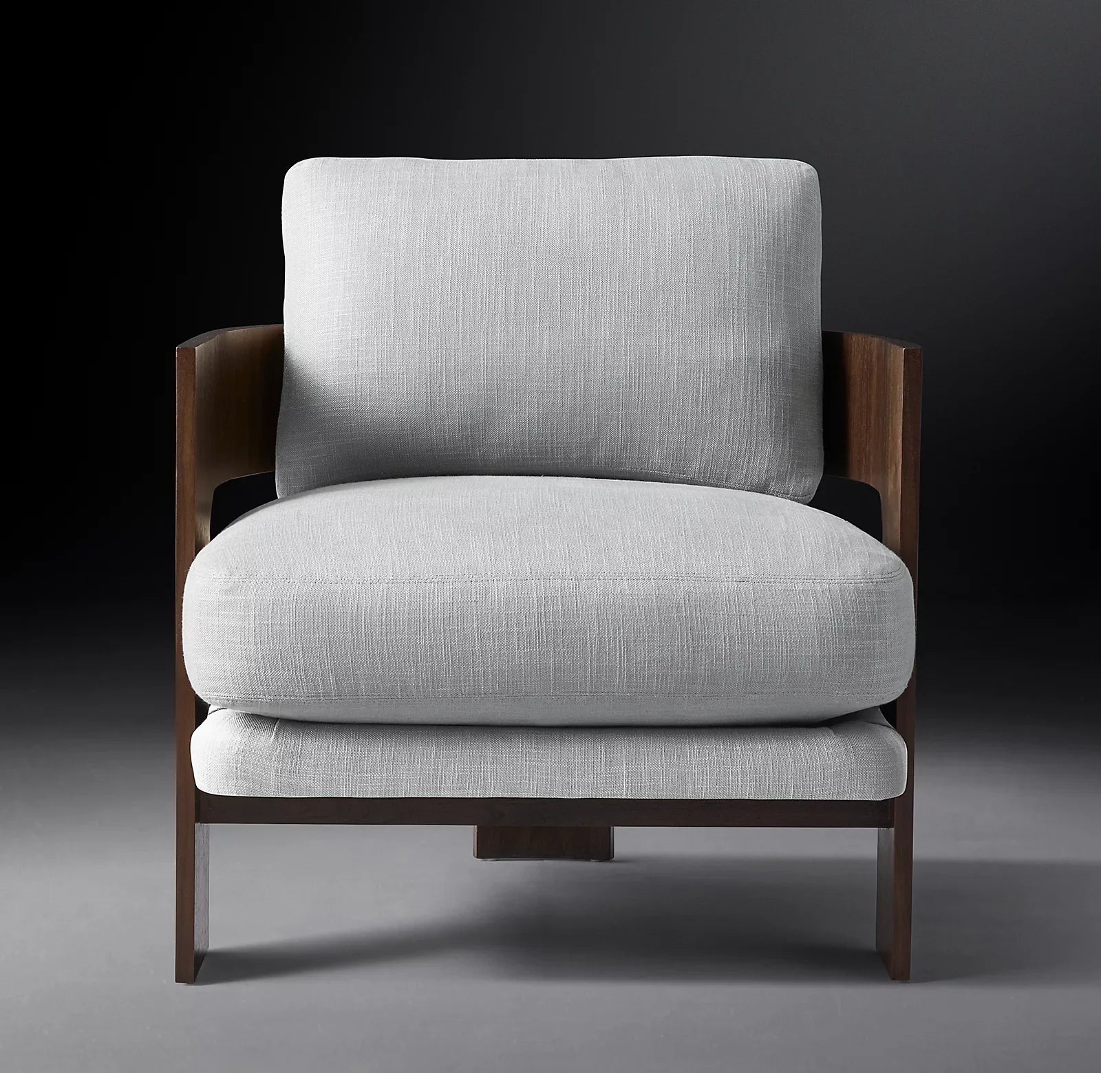 Mid-Century Lounge Chair – Walnut Base & Performance Fabric Statement Piece