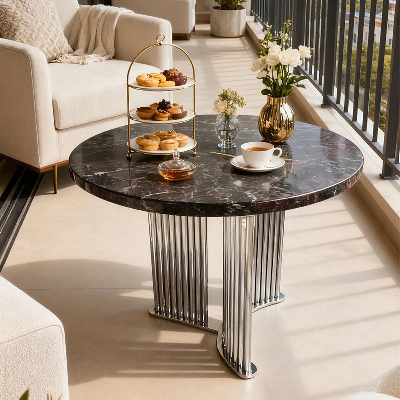 Luxury Round Natural Marble Coffee Table Modern Italian Style for Villa