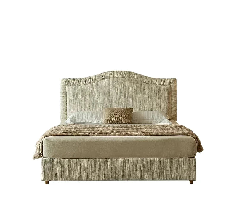 Upholstered Bed – High-Sided Cream Chenille French Provincial Statement | 26-16