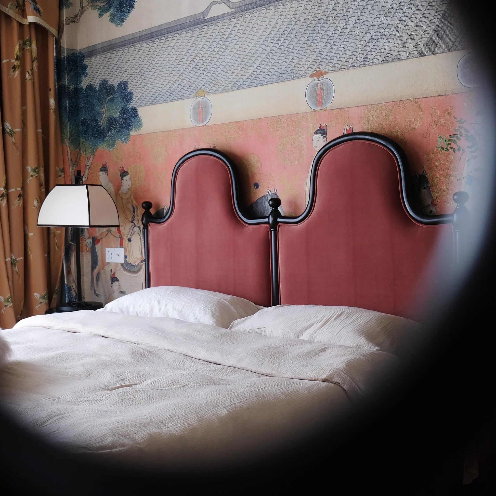 Vintage High-back Upholstered Bed – Solid Wood Frame Old Paris Style