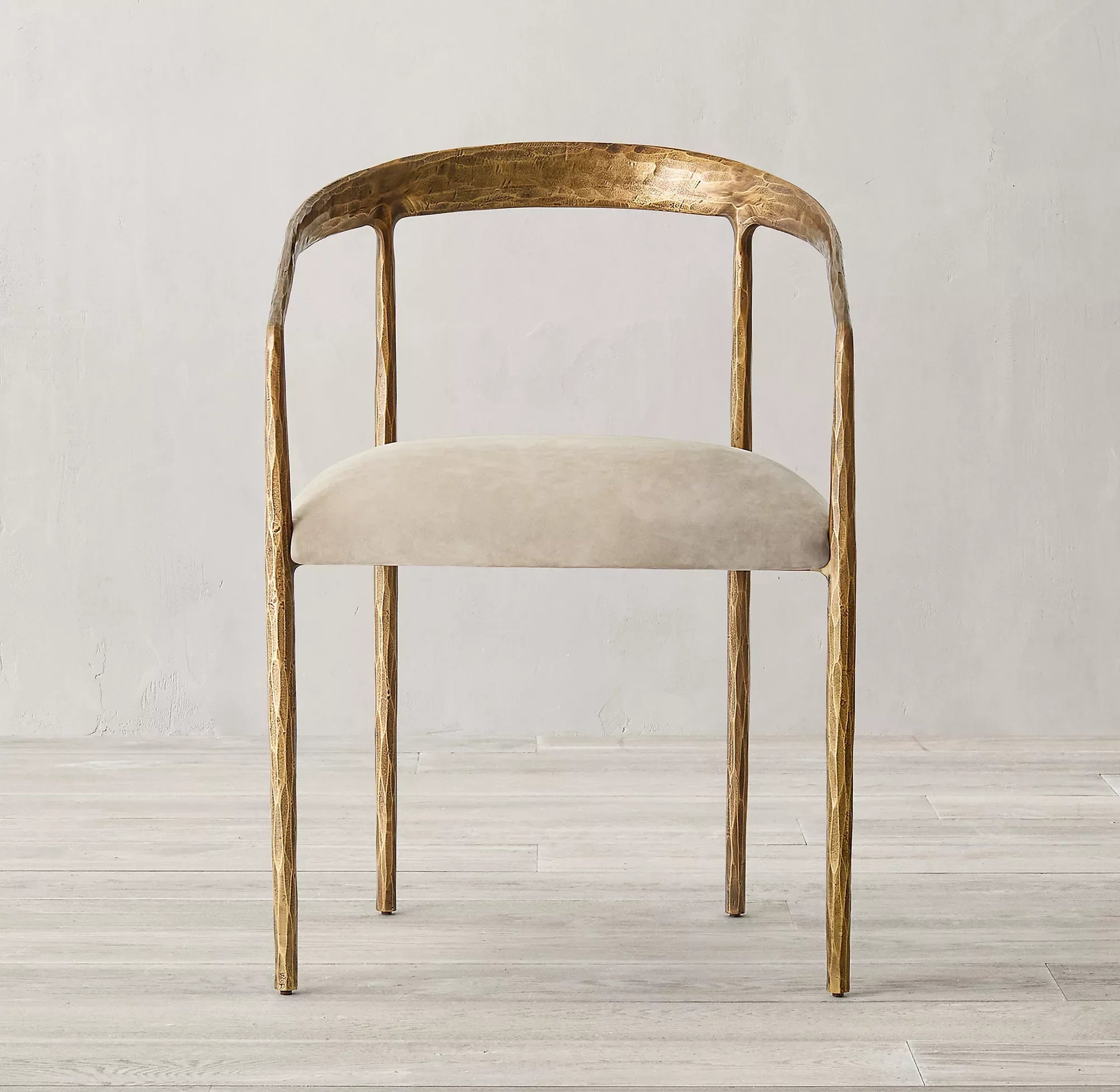 Hand Forged Metal Dining Chair – Curved Leather Luxury Statement Piece