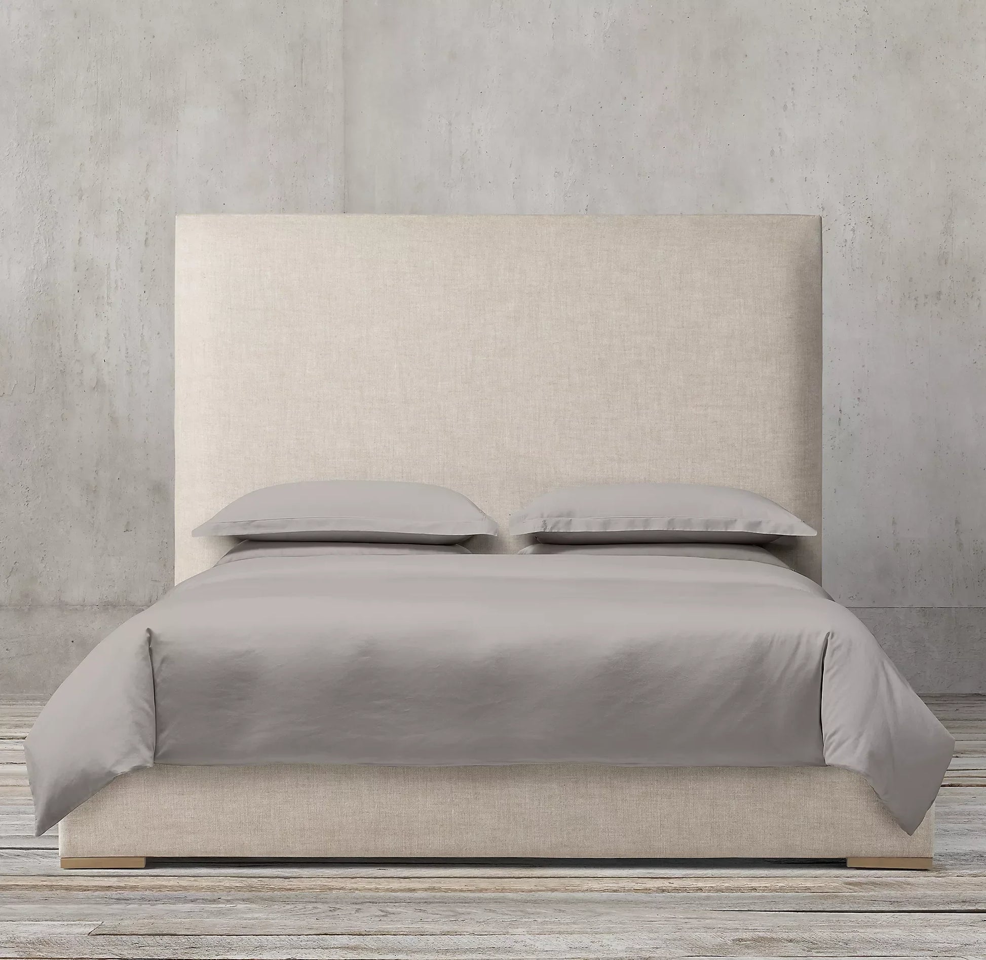 Upholstered Wing Bed – Fabric Panel Headboard in Oak – Italian Designer Furniture