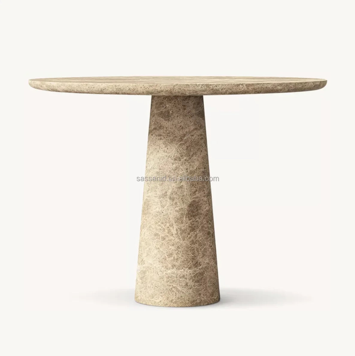 Round Dining Table – Honed Italian Carrara Marble Contemporary Statement Piece
