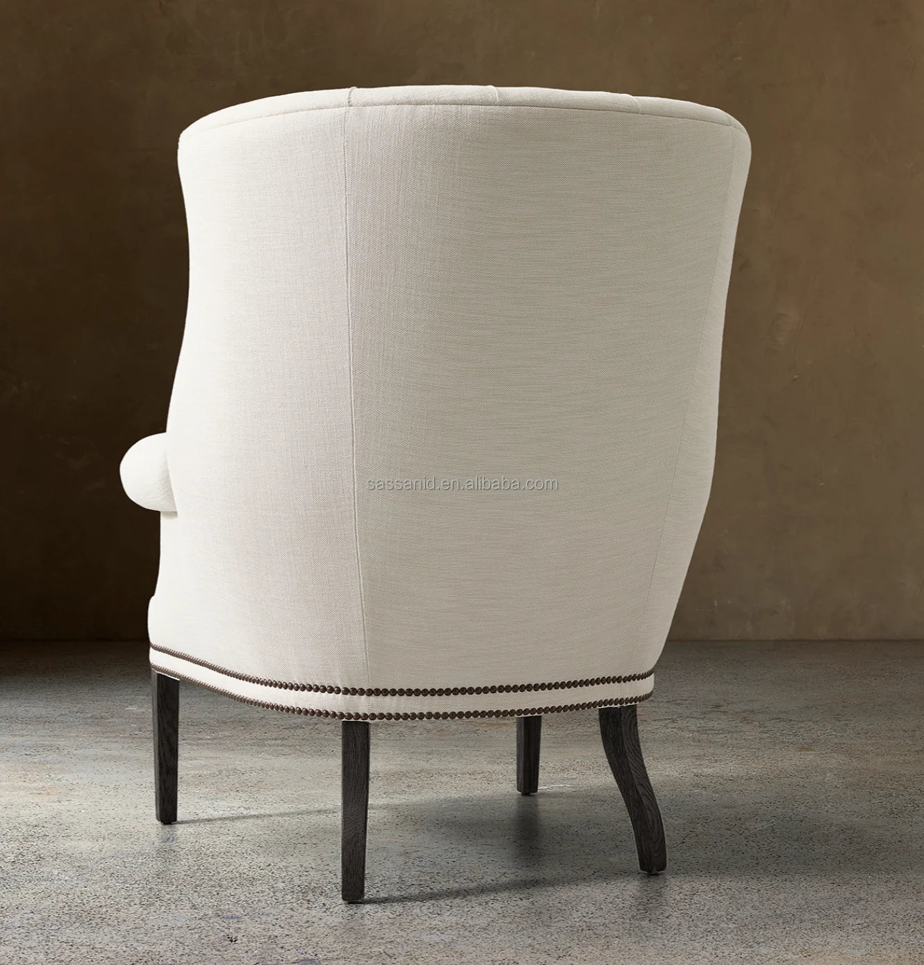 Ellsworth Tufted Wing Chair – Danish Modern Performance Fabric Accent Piece