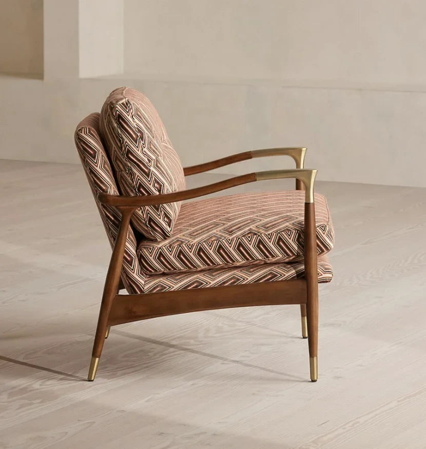 Armchair and Ottoman – Tufted Linen – Theodore Italian Mid-Century Designer Piece