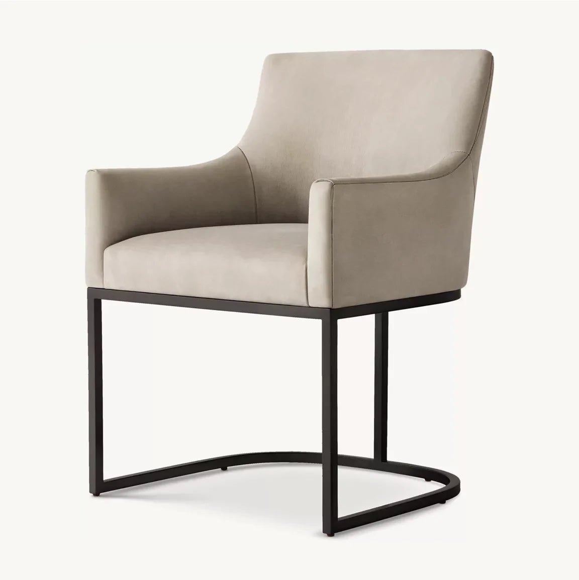 Emery Curved-Back Dining Armchair – Solid Oak and Leather Statement Piece