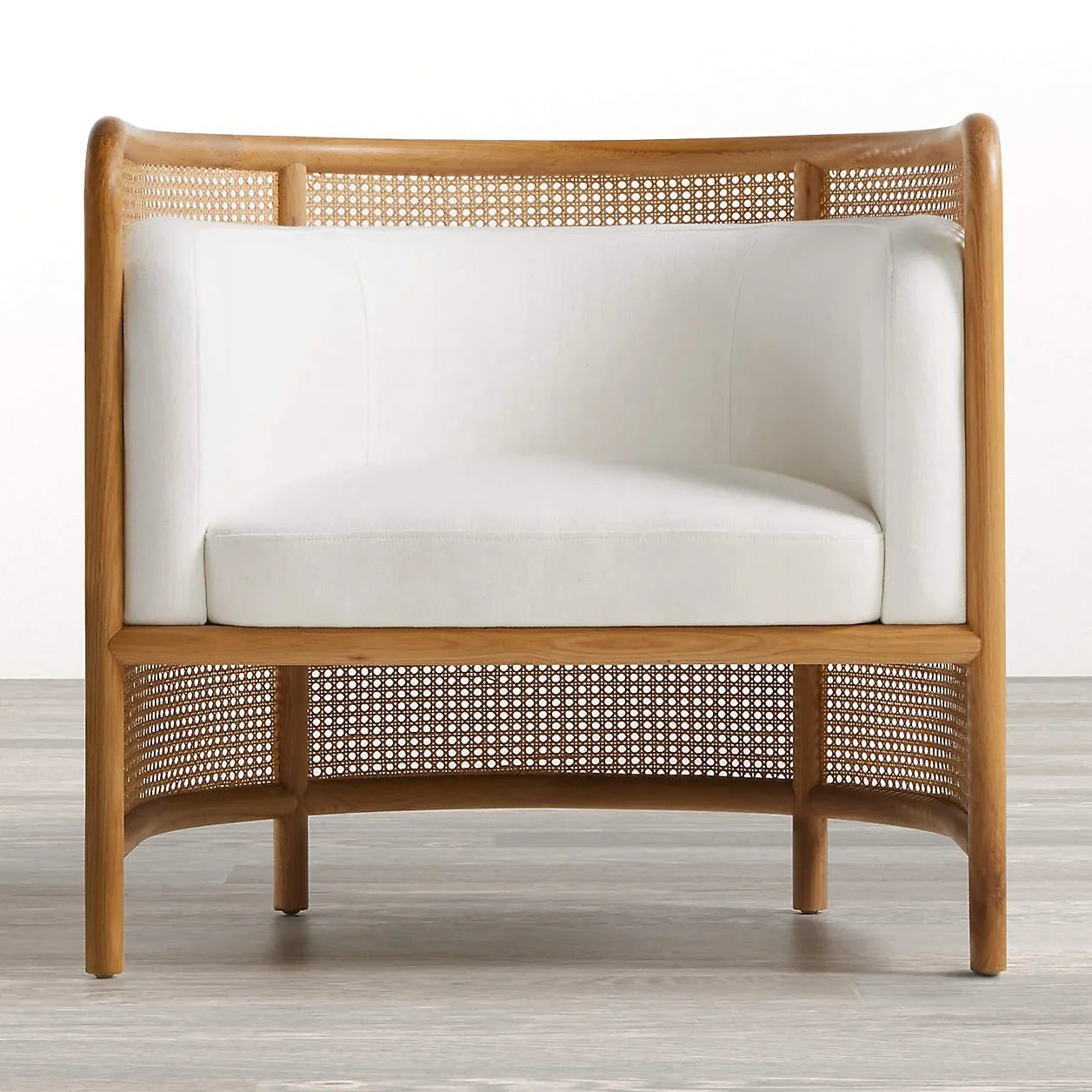 Cane Back Accent Chair – Natural Oak Frame with Performance Fabric