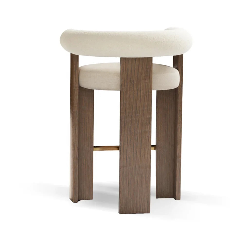 Mid-Century Modern Solid Oak Barstool – Architectural Statement Piece