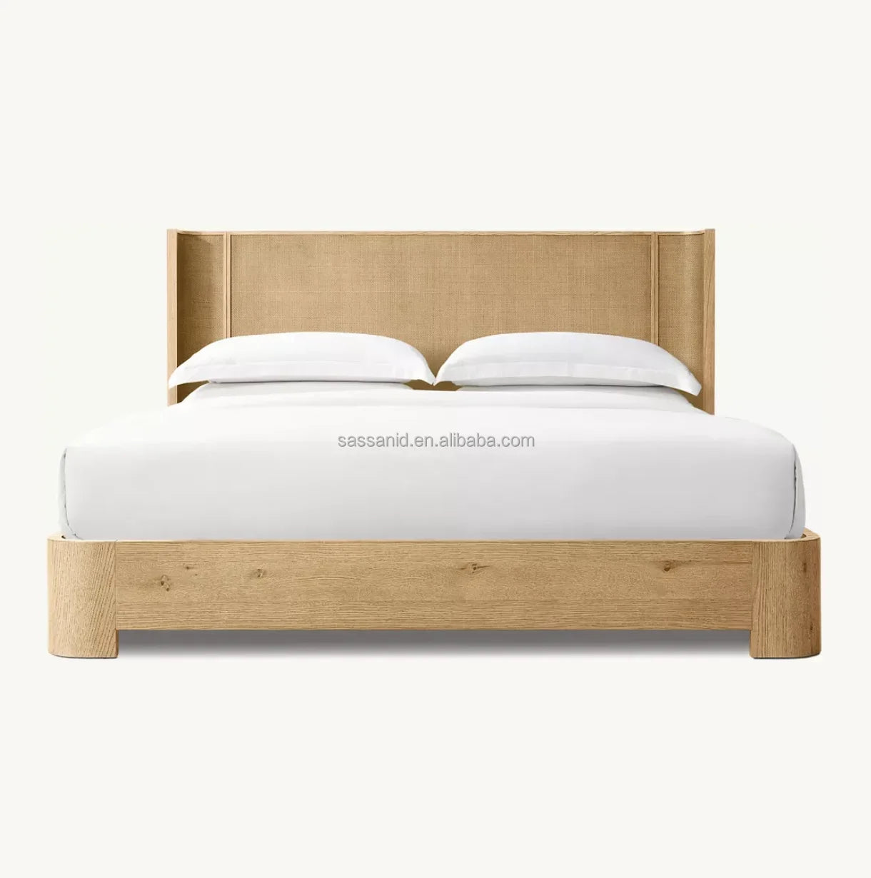 Mizu Shelter Platform Bed – Sculptural Upholstered Oak Frame Statement Piece