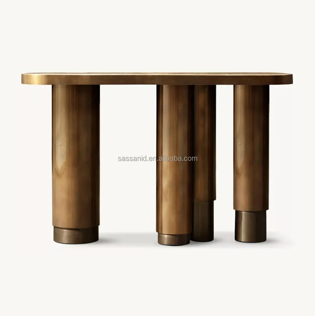 Demilune Console Table – Sassanid Pattern Onyx Vintage Statement Piece