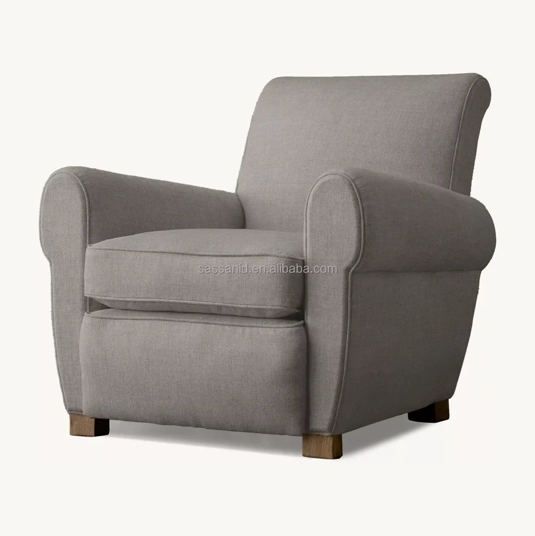 Parisian Club Chair – 1920s Modernist Design in Belgian Linen Statement Piece