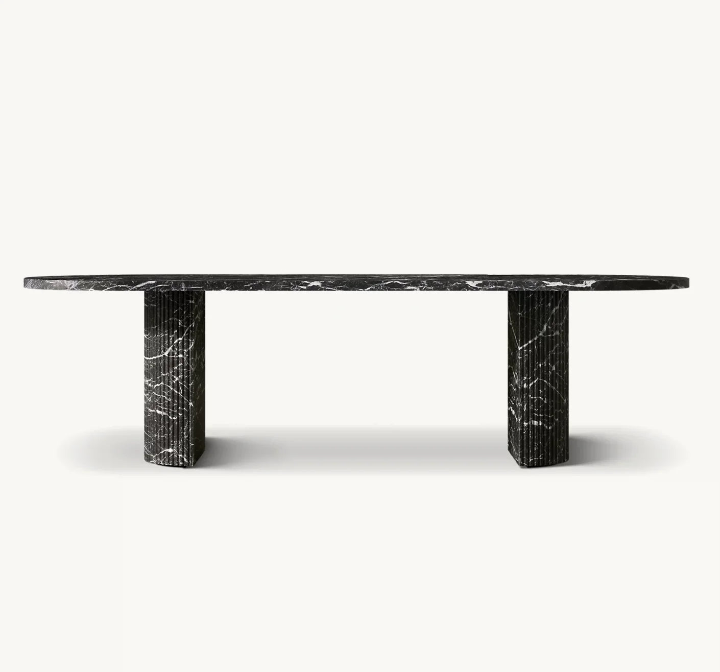 Byron Reeded Stone Dining Table – Nero Marquina Marble Statement Piece