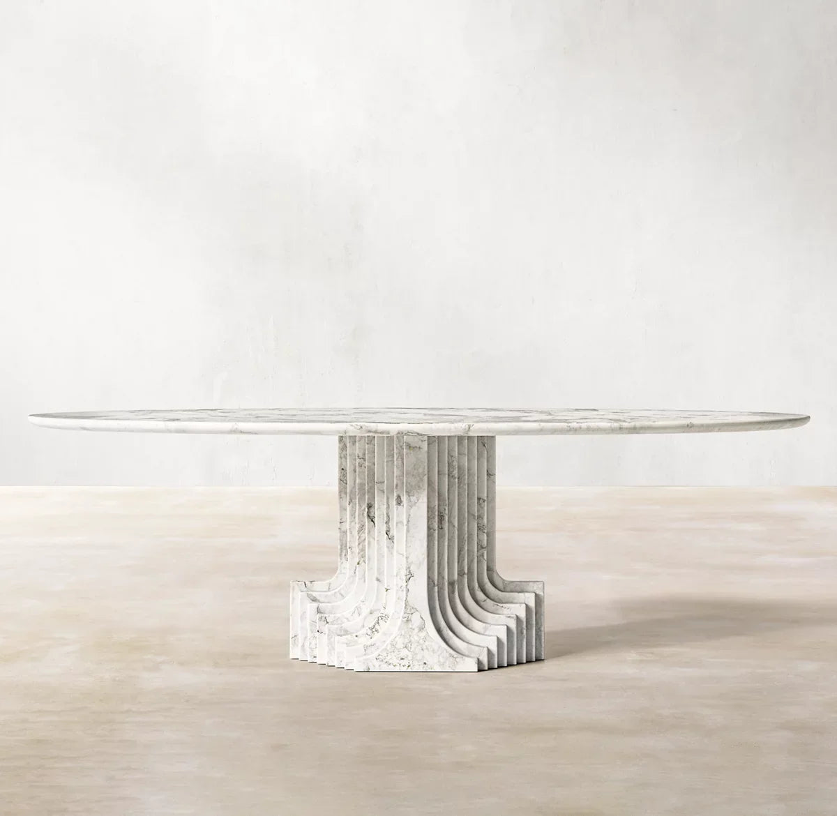 Streda Oval Dining Table – Sculptural Statement Piece in Travertine or Marble