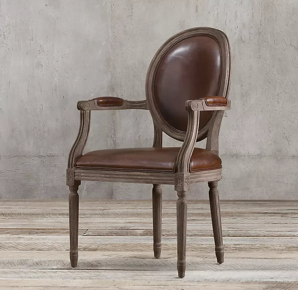 Midcentury Minimalist Dining Chair – Solid Oak & Leather French Vintage