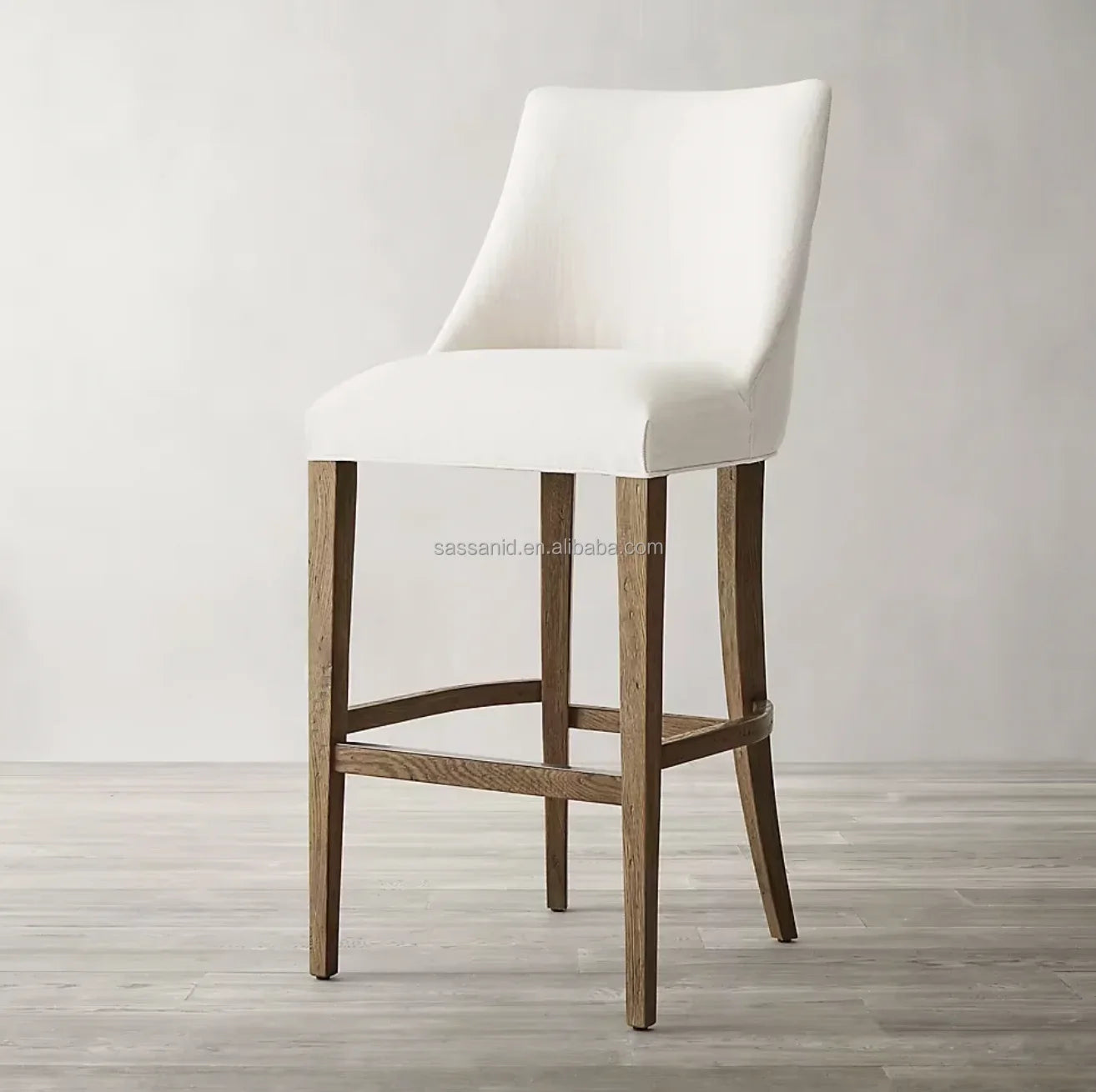Ella Armless Bar & Counter Stool – Mid-Century Solid Oak Frame with Upholstered Seat