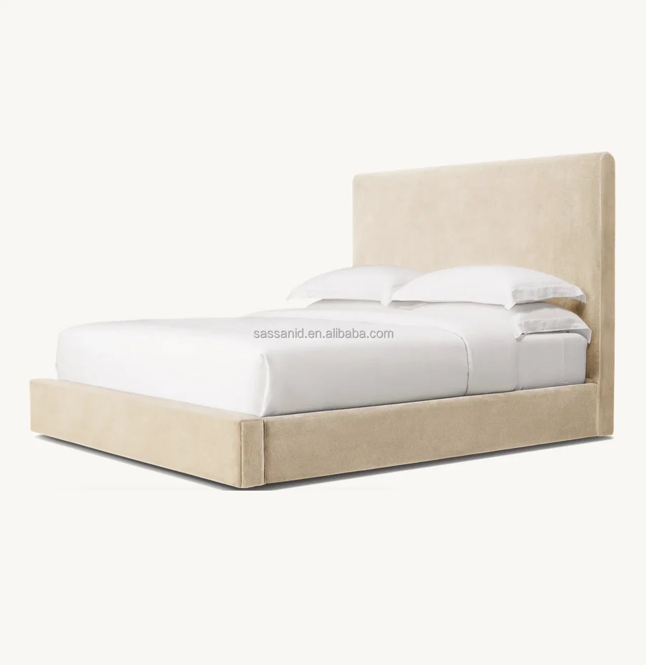 Marmont Fabric Panel Bed – Sculptural Postmodern Platform Statement Piece